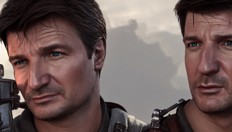 KREA Nathan Fillion is Nathan Drake, hyperdetailed, artstation
