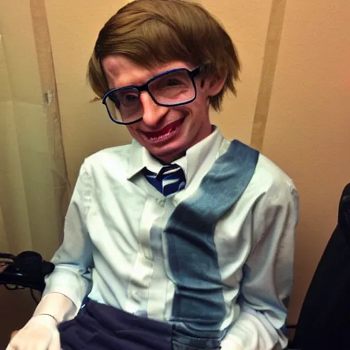 KREA a kid dressed up as Stephen Hawking for Halloween, trick or