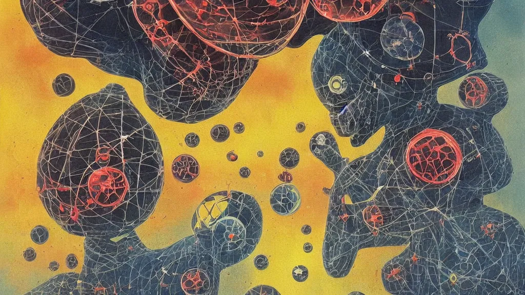 KREA a beautiful dreamy painting of a viruses, dark, sinister