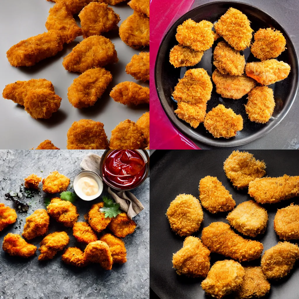 KREA poisonous chicken nuggets, disgusting, food photography