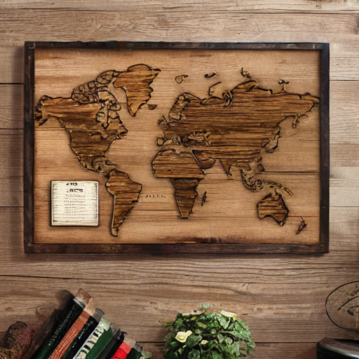 Wood world map (S) Push pin travel map Reclaimed wood wall décor