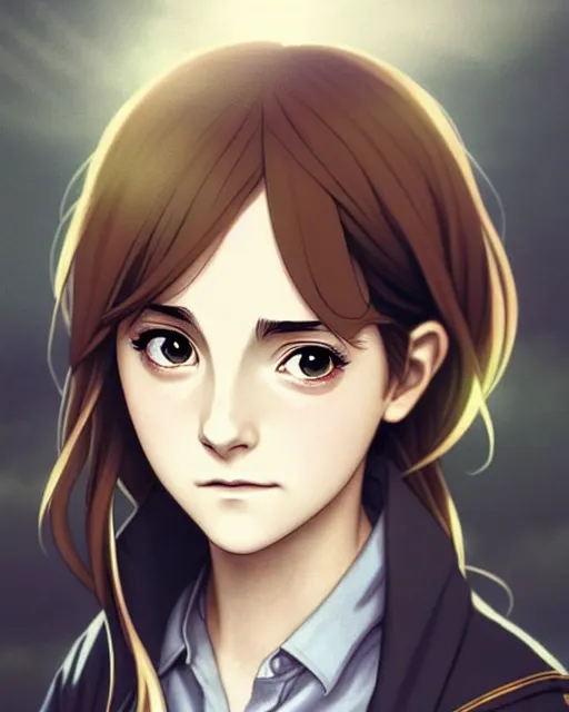 Anime as Emma Watson playing Hermione Granger, cute-fine-face, pretty face, realistic shaded Perfect face, Anime as Emma Watson playing Hermione Granger, cute-fine-face, pretty face, realistic shaded Perfect face,