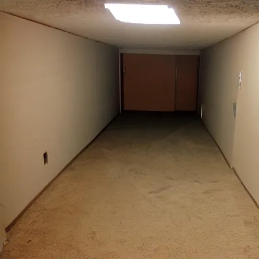 KREA an empty basement hallway, craigslist photo