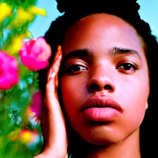 KREA extra closeup, color film photography, portrait of a beautiful