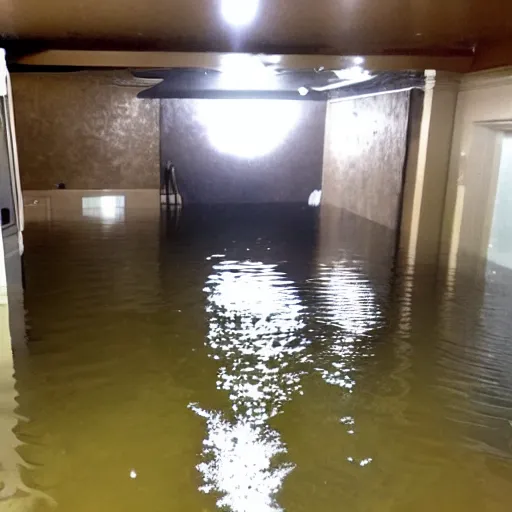 KREA - a flooded creepy empty basement hallway, craigslist photo