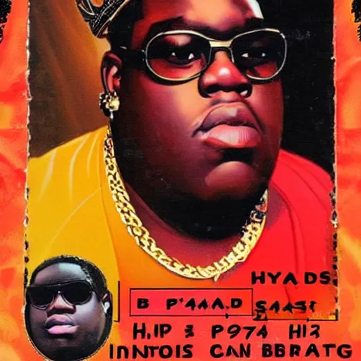 KREA trading card featuring portrait of notorious big wearing crown