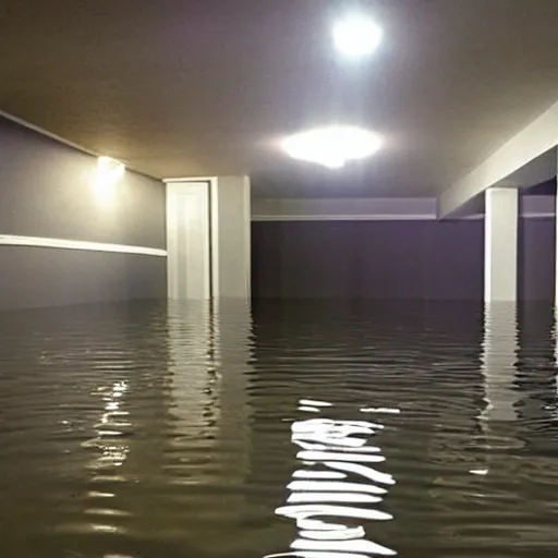 KREA - a flooded creepy empty basement hallway, craigslist photo