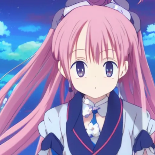 KREA girl with blue ribbons in her hair, anime, kyoto animation