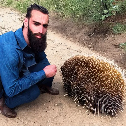KREA a gigachad eating a raw porcupine