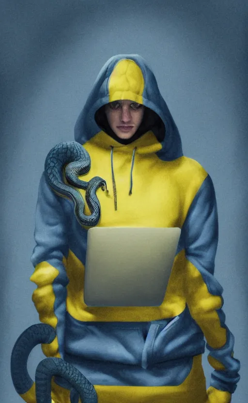 KREA - a picture of a blue and yellow [ python snake ]! as a hacker ...