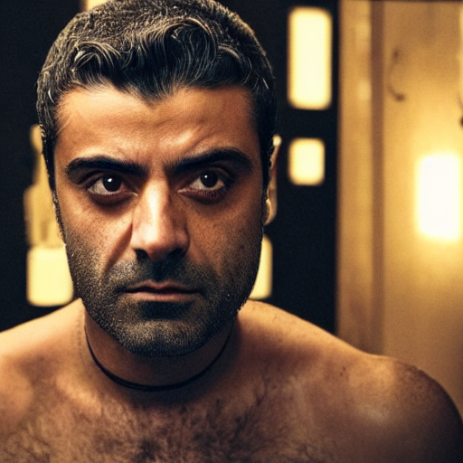 oscar isaac with a beard and shaved head, ex machina