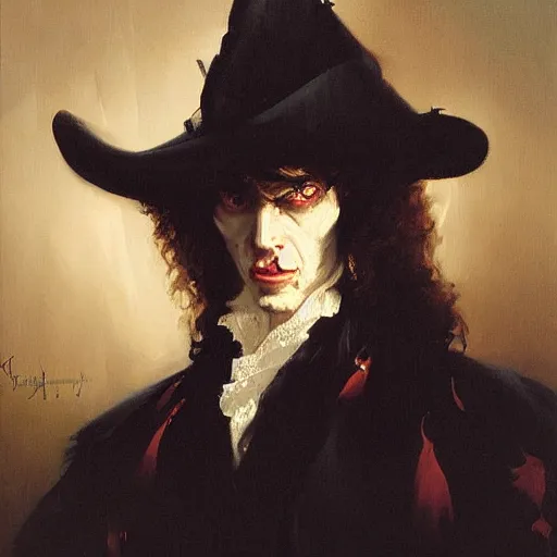 KREA oil painting portrait of (vampire) by hyacinthe rigaud, (Greg