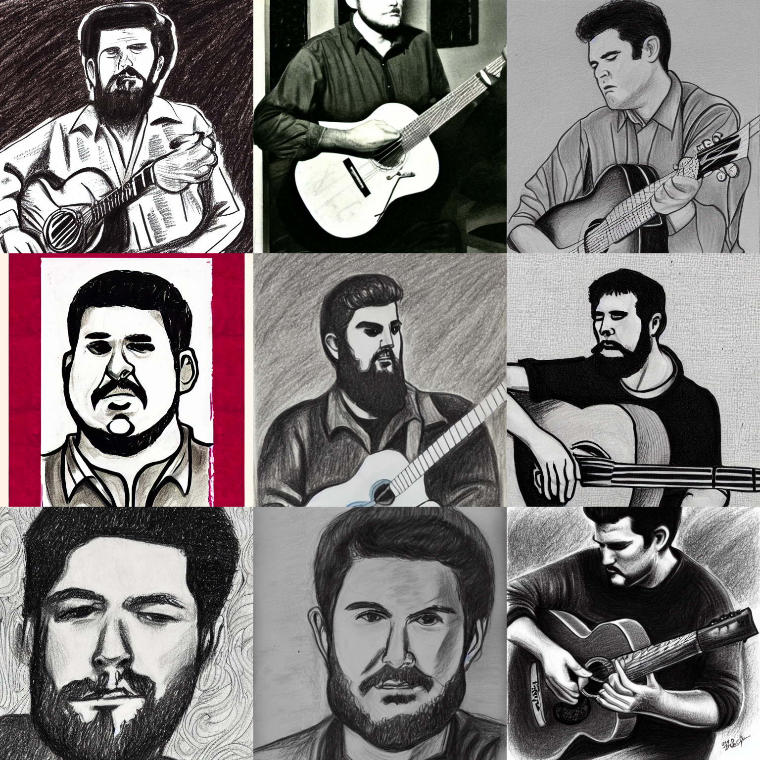 Photo Montage John Lennon Et Che Guevara drawing of robbie basho the influential folk blues and fingerstyle guitar  player