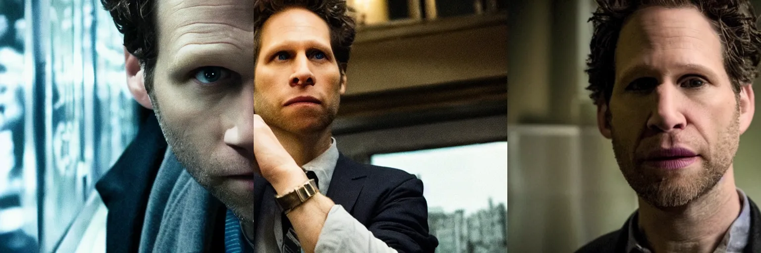 KREA closeup of Glenn Howerton as a detective in a movie directed by