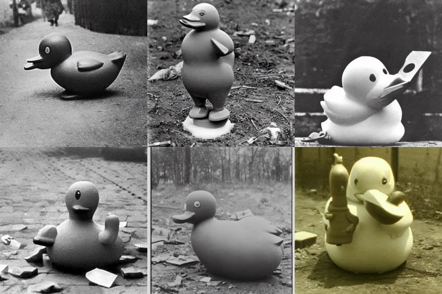 KREA secret vintage photo of rubber duck committing war crimes in