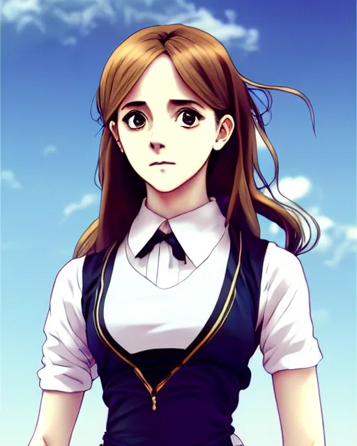 Anime as Emma Watson playing Hermione Granger, cute-fine-face, pretty face, realistic shaded Perfect face, Anime as Emma Watson playing Hermione Granger, cute-fine-face, pretty face, realistic shaded Perfect face,