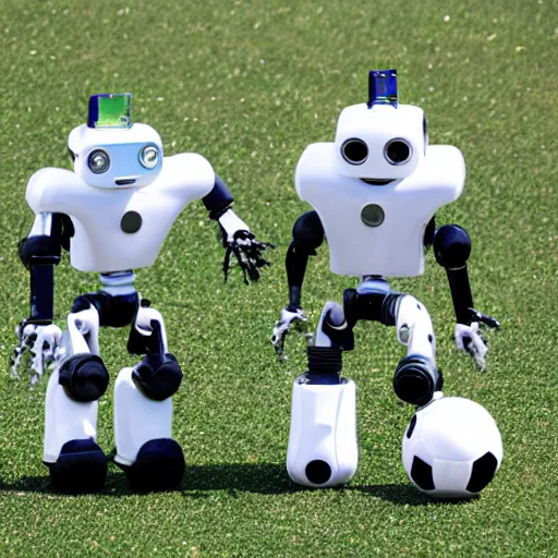 KREA MEXICO CITY, JUN 18 2025 Two robots playing soccer