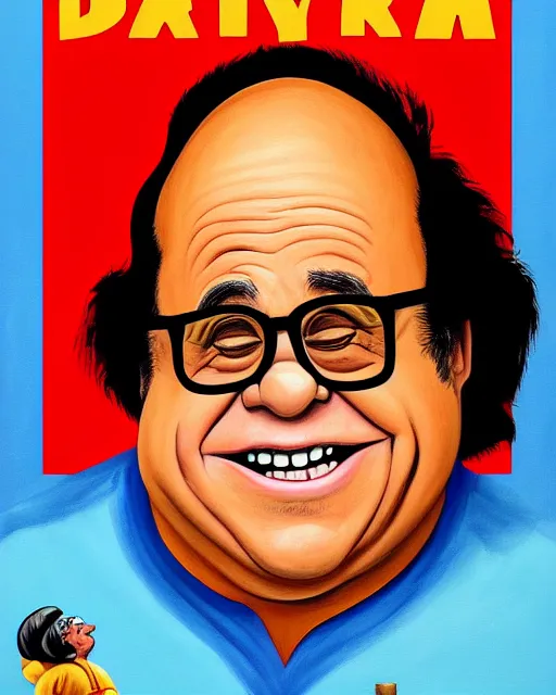 KREA painting portrait of danny devito as a rum ham, cartoon, warm
