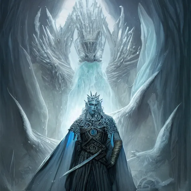 KREA ancient evil ice king, dark fantasy, crystals, spells d and d, game of thrones, lord of