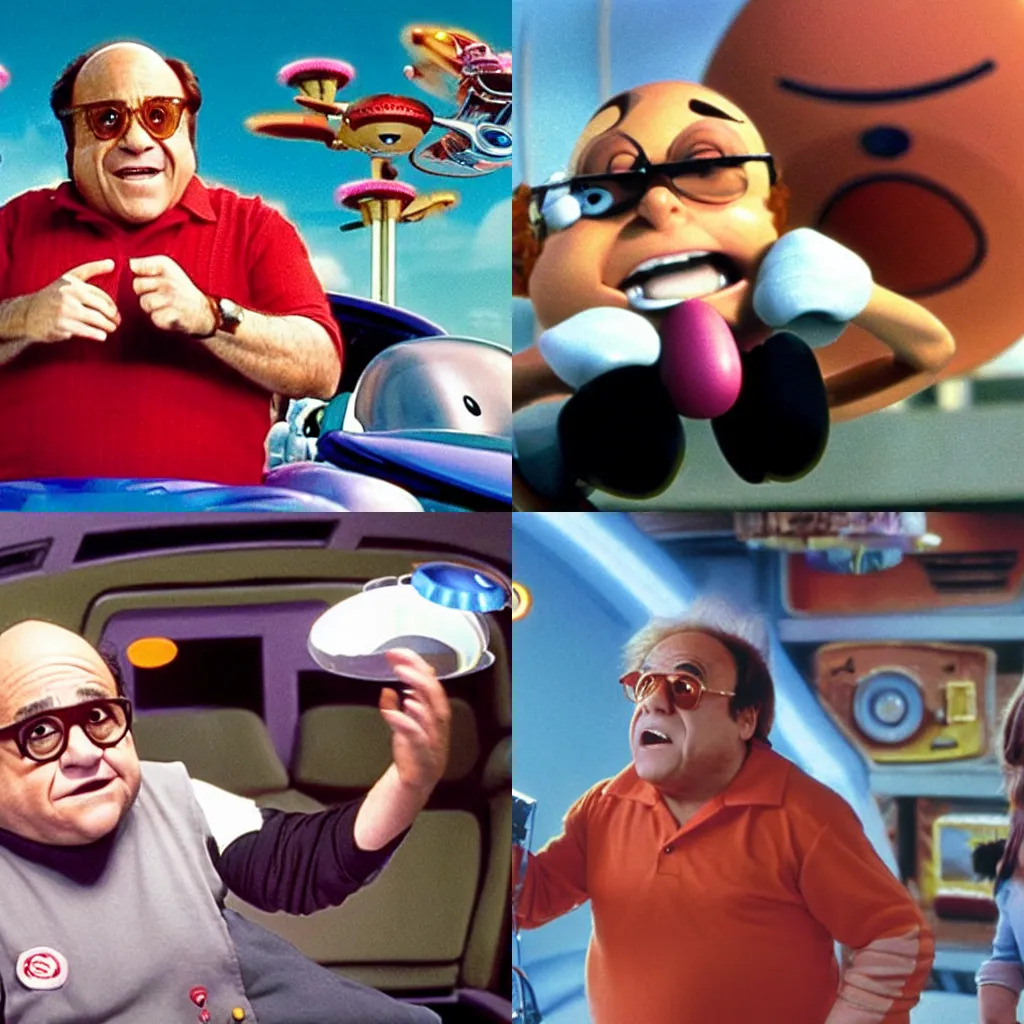 KREA A picture of Danny DeVito playing Spacely Sprocket in a live