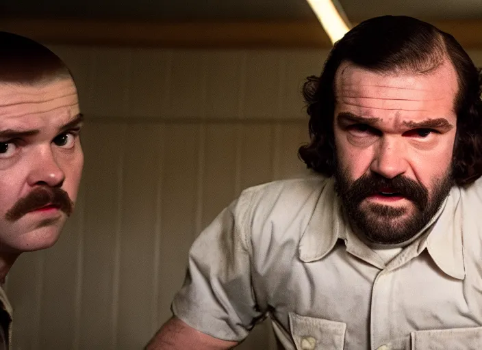 KREA film still of jim hopper as nancy wheeler in stranger things, 8 k