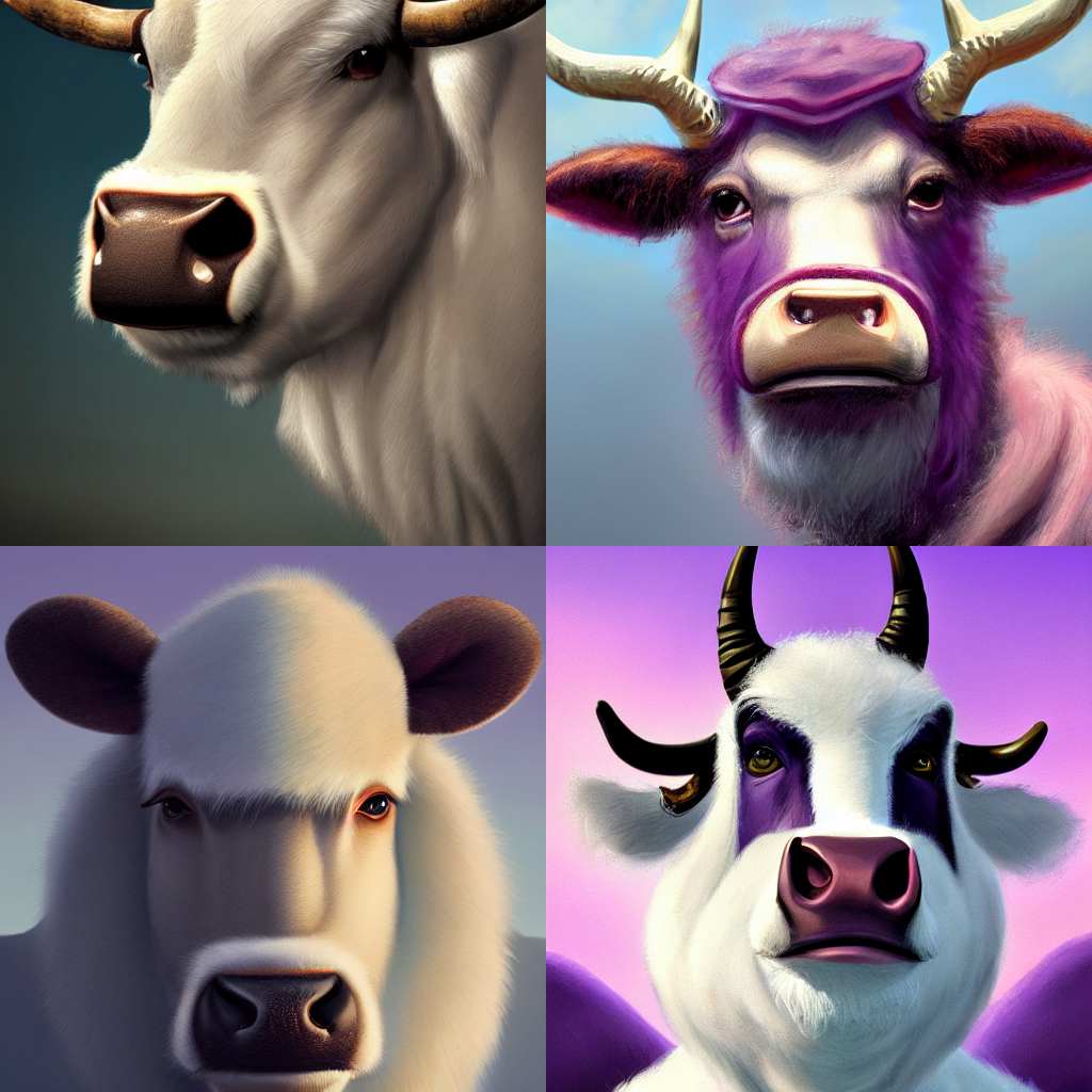 portrait of an anthropomorphic bovine, kind - looking, white fur, wide horns, a short beard, wearing a purple mantle, medium shot, natural lighting, realistic, digital painting, highly detailed, sharp focus, fantasy illustration, portrait of an anthropomorphic bovine, kind - looking, white fur, wide horns, a short beard, wearing a purple mantle, medium shot, natural lighting, realistic, digital painting, highly detailed, sharp focus, fantasy illustration,