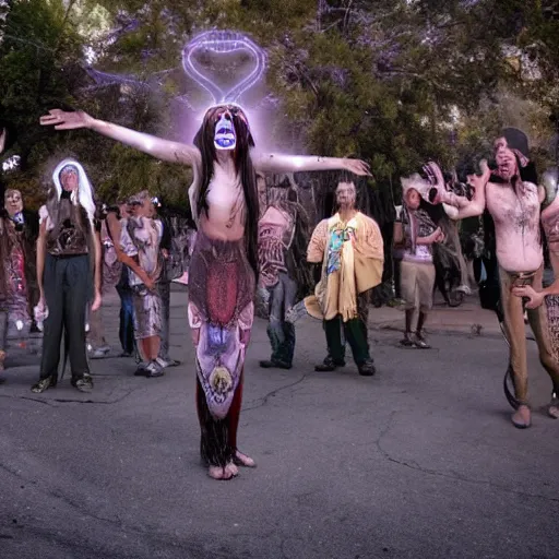 KREA third eye urban shaman congregation, singing and dancing abducted by ovnis in los angeles