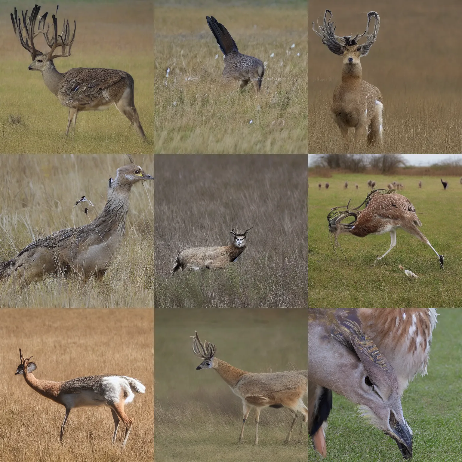 KREA a feathered deer with bird feathers as fur, owl feathers, full size deer antlers, nat geo